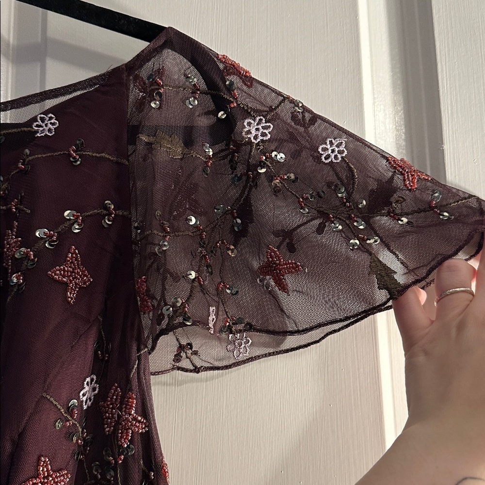 ASOS Curve Dark Purple beaded Maxi Dress 18 - Picture 3 of 8